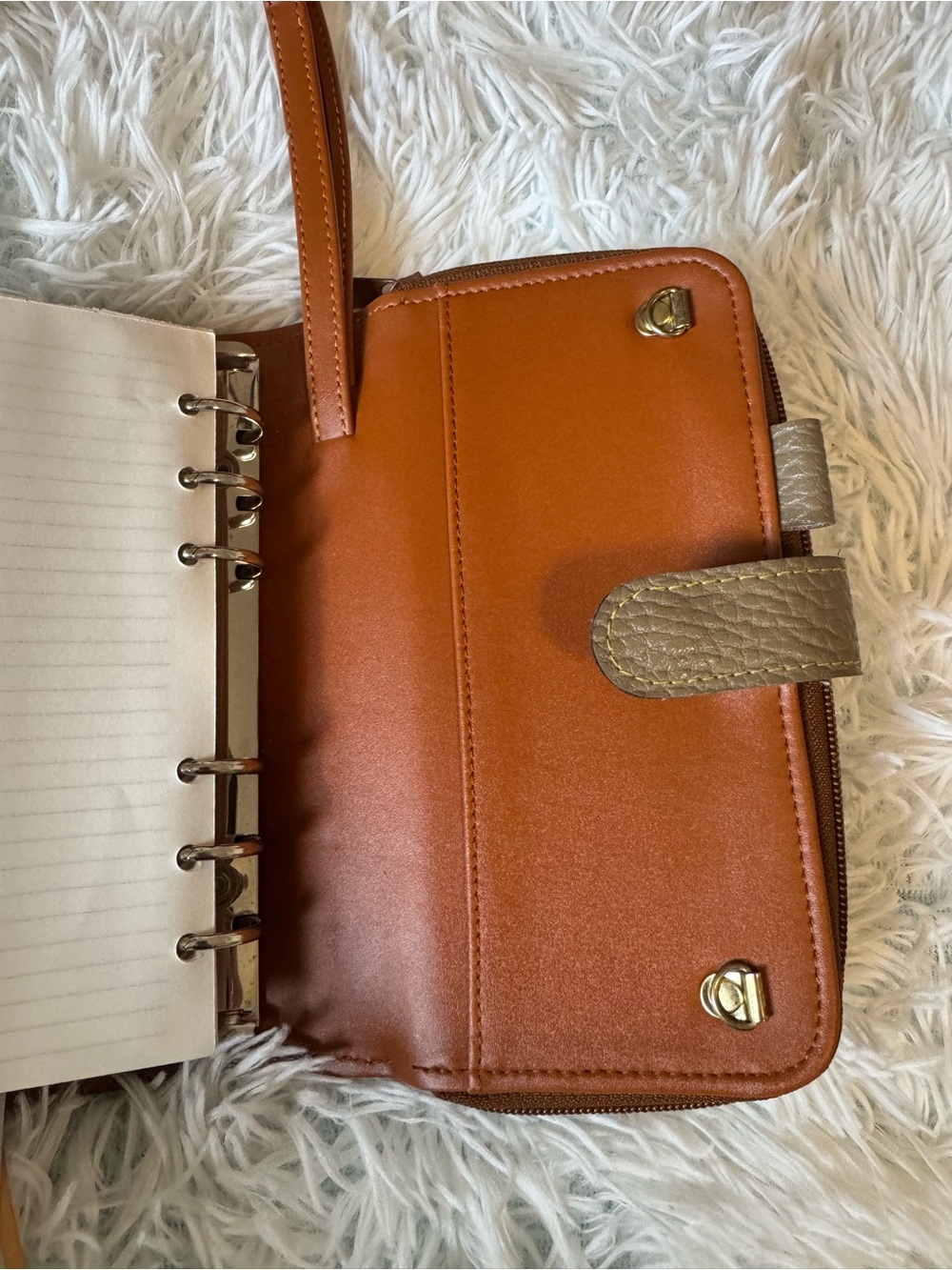 Olive Green Pebbled Leather Planner/Journal with Tan Trim - Picture 11 of 14